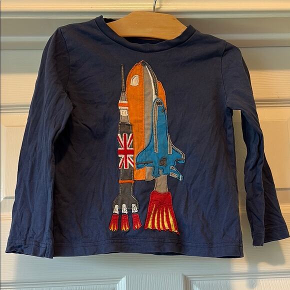 Boden Blue and Orange Long Sleeve Tee with Rocket Design - Picture 1 of 3